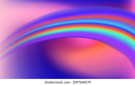 Abstract fantasy background with rainbow on bright colorful sky.