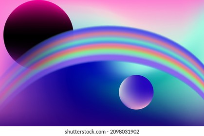 Resumen de fantasía de fondo con arcoiris sobre un brillante cielo colorido.