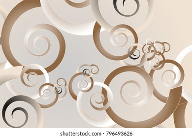 abstract fantasy background with spiral curls in gold