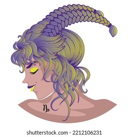 Abstract fantasy Capricorn girl, zodiac sign avatar design.