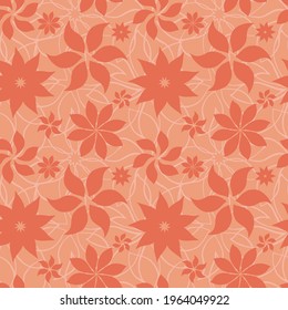 Abstract fantasy flower seamless pattern background. Stylized geometric floral motif endless texture. Simplified editable repeating surface design. Flat boundless ornament for apparel or gift paper