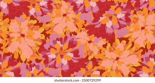 Abstract fantasy flowers floral variegated ornament tropical summer motifs seamless overlapping pattern rapport