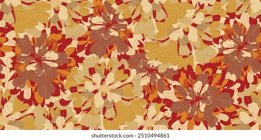 Abstract fantasy flowers floral variegated ornament tropical summer motifs seamless overlapping pattern rapport