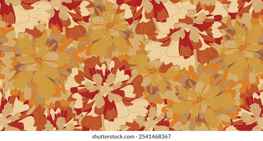 Abstract fantasy flowers floral variegated ornament tropical summer motifs seamless overlapping pattern rapport