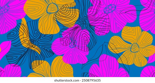 Abstract fantasy flowers motley ornament Asian motifs vector seamless overlapping pattern rapport