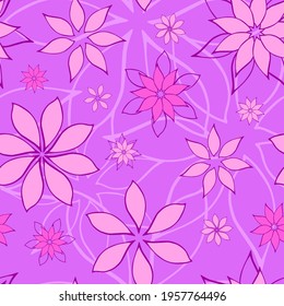 Abstract fantasy flowers seamless pattern background. Stylized geometric floral motifs endless texture. Simplified editable repeating surface design. Flat boundless ornament for advertisement