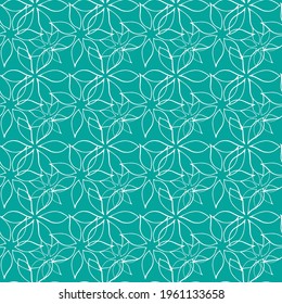 Abstract fantasy flowers seamless pattern background. Stylized geometric floral motifs endless texture. Simplified editable repeating surface design. Flat boundless ornament for greeting card