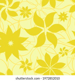 Abstract fantasy flowers seamless pattern background. Stylized geometric floral motifs endless texture. Simplified editable repeating surface design. Flat boundless ornament for fabric or gift paper