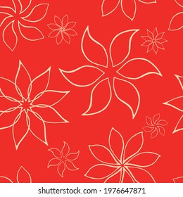 Abstract fantasy flowers seamless pattern background. Stylized geometric floral motifs endless texture. Simplified editable repeating surface design. Flat boundless ornament for package or cosmetics