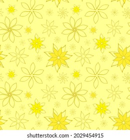 Abstract fantasy flowers seamless pattern background. Stylized geometric floral motifs endless texture. Simplified editable repeating surface design. Flat boundless ornament for web page background