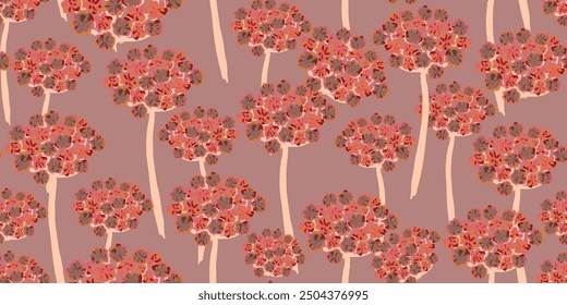 Abstract fantasy geranium flowers variegated ornament Asian motifs vector seamless overlapping pattern rapport