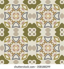 Abstract fantasy graphic background, seamless fabric pattern. Hand drawn floral geometric texture. Tribal ethnic ornament, doodle vector illustration. 