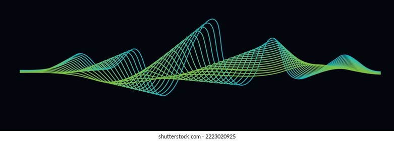 abstract fantasy green wave on a black background. vector