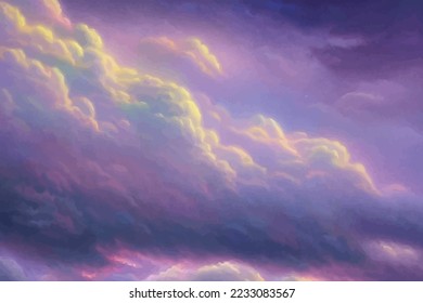 Abstract fantasy landscape purple Cumulus clouds