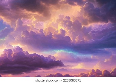 Abstrakte Fantasy-Landschaft violett Cumulus Wolken