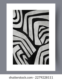 Abstract fantasy linear sketch wall art print. Contemporary decorative background with sketch. Wall artwork for interior design. Printable minimal abstract fantasy poster.