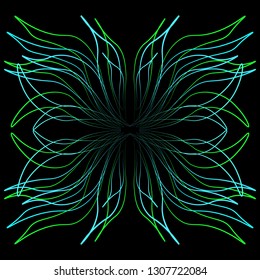 Abstract fantasy pattern on black background.
