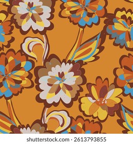 Abstract fantasy psychedelic flowers vector seamless pattern wallpaper background