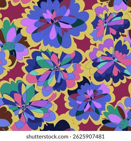 Abstract fantasy psychedelic flowers vector seamless pattern wallpaper background