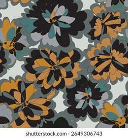 Abstract fantasy psychedelic flowers vector seamless pattern wallpaper background