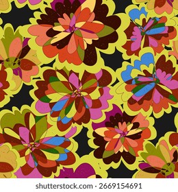 Fondo de Fondo de pantalla de Vector sin fisuras de flores psicodélicas de fantasía Abstractas