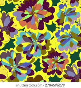 Fondo de Fondo de pantalla de Vector sin fisuras de flores psicodélicas de fantasía Abstractas