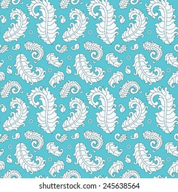 Abstract fantasy seamless pattern, white and blue