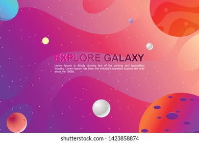 Abstract fantasy Space and planet  background in flat design