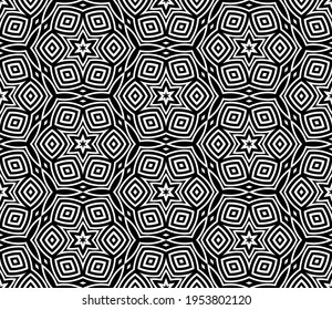 Abstract fantasy striped halftone ,thin line round shapes geometric seamless pattern. Creative mosaic, tile background.