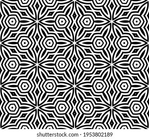 Resumen de fantasía rayado medio tono, líneas delgadas redondeadas formas geométricas sin costura. Mosaico creativo, fondo de azulejos.