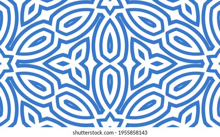 Abstract fantasy striped thin line round geometric seamless pattern. Creative mosaic, tile background.