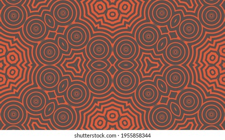 Abstract fantasy striped thin line round geometric seamless pattern. Creative mosaic, tile background.