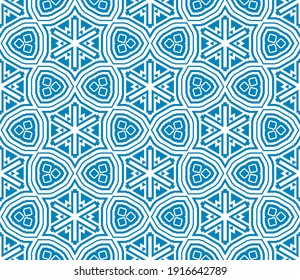 Abstract fantasy thin line hexagon, triangle geometric seamless pattern. Creative mosaic, tile background. 