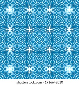 Abstract fantasy thin line hexagon, triangle geometric seamless pattern. Creative mosaic, tile background. 