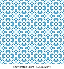 Abstract fantasy thin line hexagon, triangle geometric seamless pattern. Creative mosaic, tile background. 