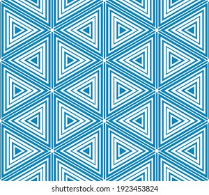 Abstrakte Fantasy dünne Linie Hexagon, Dreieck geometrische nahtlose Muster. Kreatives Mosaik, Fliesenhintergrund.