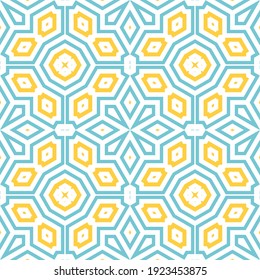Abstract fantasy thin line hexagon, triangle geometric seamless pattern. Creative mosaic, tile background.