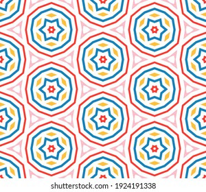 Abstract fantasy thin line hexagon, triangle geometric seamless pattern. Creative mosaic, tile background.