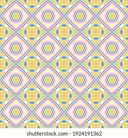 Abstract fantasy thin line hexagon, triangle geometric seamless pattern. Creative mosaic, tile background.