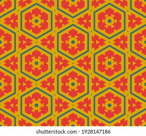 Abstract fantasy thin line hexagon, triangle geometric seamless pattern. Creative mosaic, tile background.