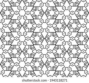 Abstract fantasy thin line hexagon, triangle geometric seamless pattern. Creative mosaic, tile background.