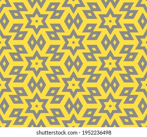 Abstract fantasy thin line hexagon, triangle geometric seamless pattern. Creative mosaic, tile background.