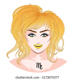 Abstract fantasy Virgo girl, zodiac sign avatar design.