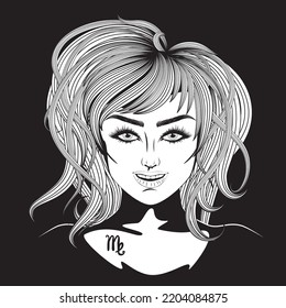 Abstract fantasy Virgo girl, zodiac sign avatar design.