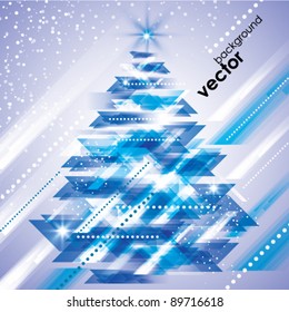 Abstract fantasy, winter, christmas vector background with fir tree