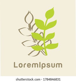 Abstract farm agro logo. Hand drawn design background. Colorful contemporary trendy Shapes and Doodle isolated objects. Vector llustration. Perfect for organic vegetarian products food and cosmetics.