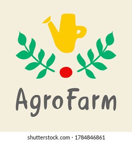 Abstract farm or agro logo. Hand drawn design background. Colorful contemporary trendy Shapes and Doodle isolated objects. Modern vector illustrations. Perfect for organic vegetarian products.