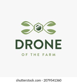 Resumen del logotipo de drones de granja icono vector sobre fondo blanco, diseño del logotipo agrícola