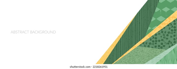 Abstract farm field collage background. Agro land backdrop, farmland landscape vector illustration with texture. Oriental decorative banner, eco design, green rural panorama, ecology art header