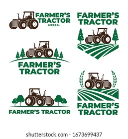 Abstract Farm Logo With Tractor Collection